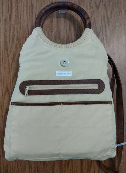 Sigrid Olsen Macrame Embossed Textured Faux Leather Wood Rings Crossbody - Picture 3 of 9